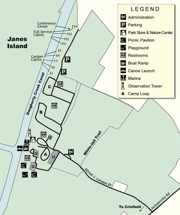 Facilities map Janes Island State Park